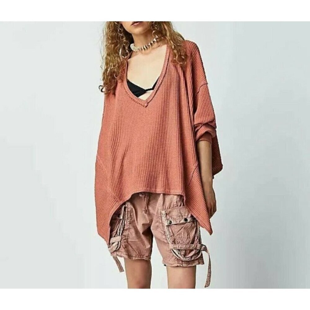 NEW WE THE FREE CORALINE THERMAL AUTUMN GLAZE TOP SZ MEDIUM